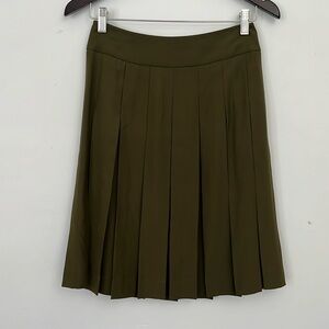 Vintage Talbots Silk Olive Green Pleated Skirt